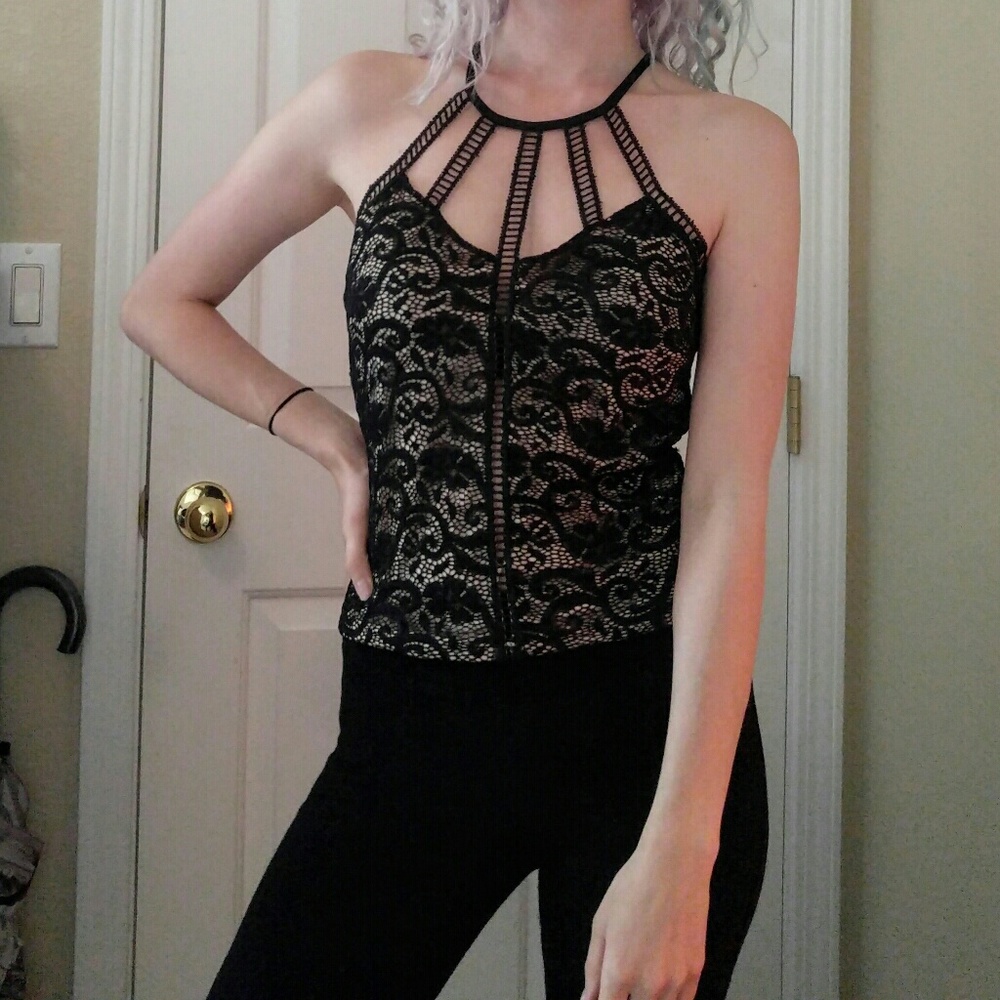 Black Lace Crop Top